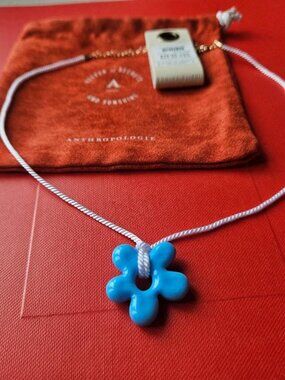 Anthropologie Retro Flower Pendant Necklace